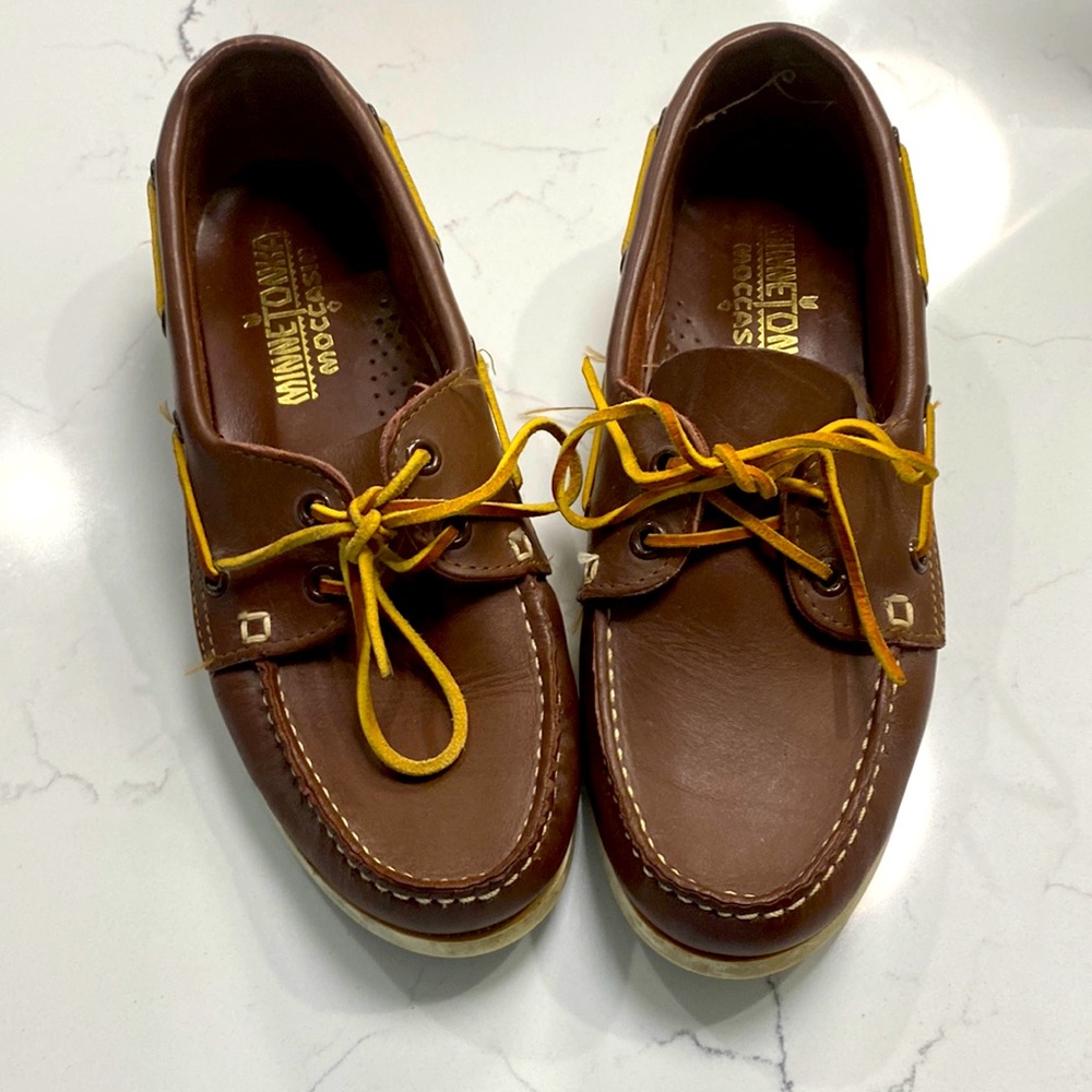 Vintage Minnetonka Moccasins Brown Ok Condition No Size Likely A 7.5